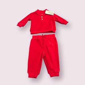 NWT Baby Ralph Lauren Classic Red Velour Outfit Size 6 Months